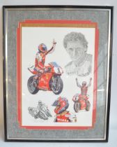 'Tribute To Carl Fogarty by Stuart McIntyre, 61.2x77.8cm). Please note picture has slipped in frame