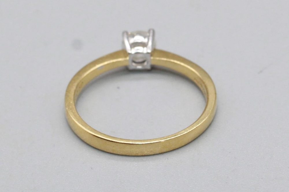 18ct yellow gold diamond solitaire ring set with single diamond, approx. weight 0.34ct, stamped 750, - Image 2 of 2