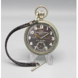 Octavia WW1 Air Ministry Mark V non luminous nickel 8 day keyless pilot's pocket watch, black enamel