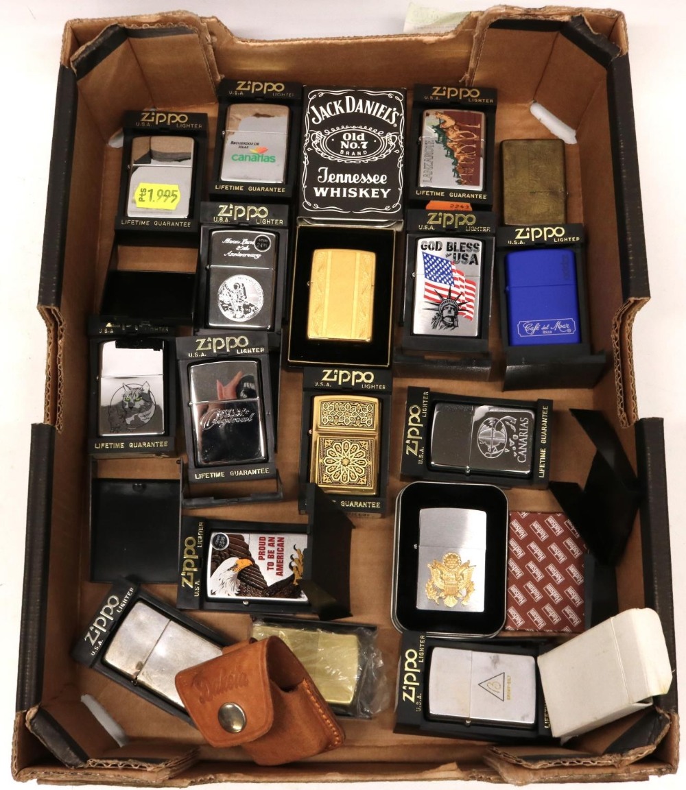 Collection of Zippo and Zippo style lighters, approx. 18