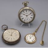 Victorian silver decimal chronograph key wound pocket watch, stepped cream dial, outer 1/5th