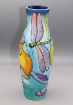 Moorcroft Pottery: 'Lords and Ladies' pattern vase designed by Jeanne McDougall, dragonflies and