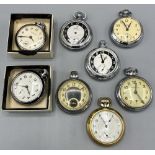 Eight Ingersoll pin pallet keyless pocket watches