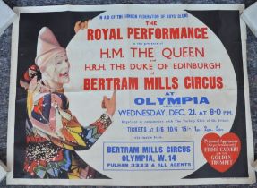 Large W.E.Berry event advertising poster for Royal Performance Bertram Mills Circus, Olympia Circa