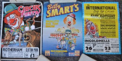 Seven circus event advertising posters to include Billy Smart's Quality Big Top Show (59.5x42cm),