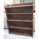 Edwardian mahogany waterfall five tier open bookcase, H137cm W114cm max. D30cm