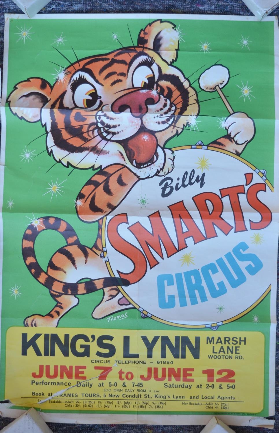 Five vintage event advertising posters for Billy Smart's Circus (75.5x50.5cm), Christiani Bros ( - Image 2 of 7