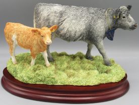 Border Fine Arts, Blue Grey Cow with Cross-bred Calf by Ray Ayres, B1648, limited edition 39/350