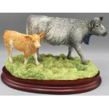 Border Fine Arts, Blue Grey Cow with Cross-bred Calf by Ray Ayres, B1648, limited edition 39/350