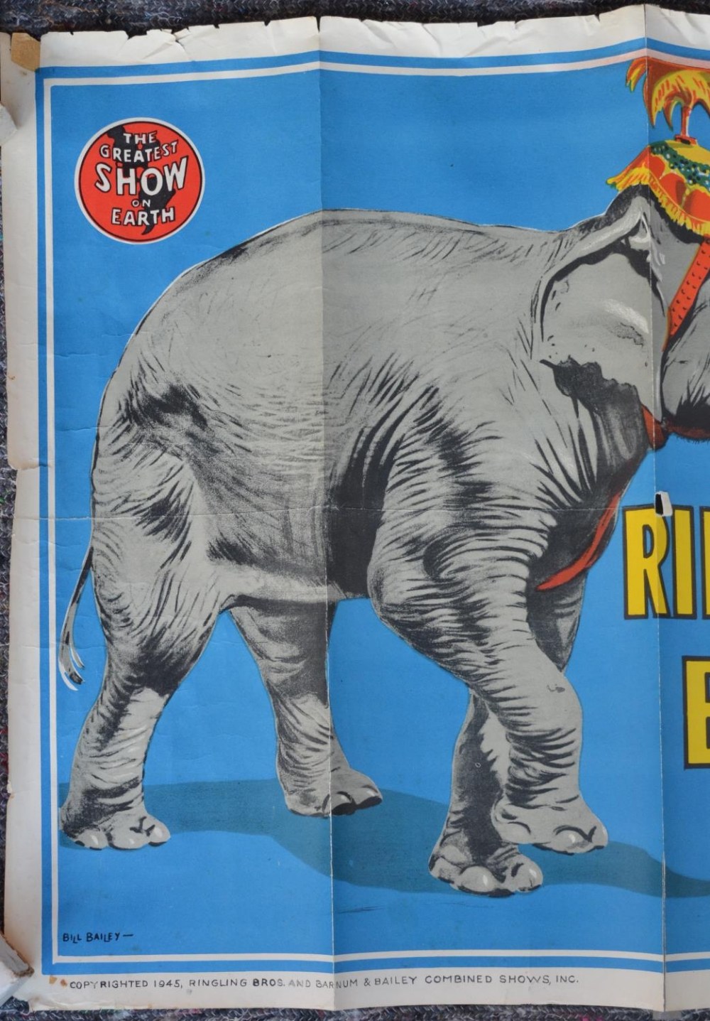 C1950s circus advertising poster for Ringling Bros And Barnum & Bailey, 'The Greatest Show On - Image 3 of 4