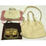 Coach special edition signature gold metallic leather handbag, Coach Ashley cream leather handbag