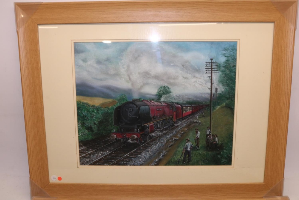 Arnold Grenville (British 20th century); two steam train portraits, pastel - 'The Railway - Image 2 of 3