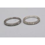 Two 18ct white gold diamond set band rings, both stamped 18 or 750, size L1/2 and J1/2, 5.4g