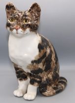 Winstanley Pottery model of a seated tabby cat, size 6, H29.5cm