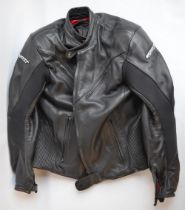 Bikers armoured jacket and trousers by Scott Leathers, jacket with detachable inner liner, no size