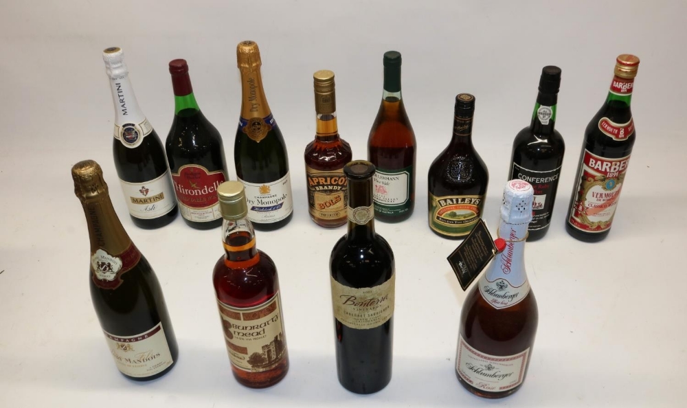 Collection of 12 btls. of alcohol, incl. Conference Fine Ruby Port, champagne, etc. (12)
