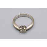 18ct white gold diamond solitaire ring set with square cut diamond, approx. weight 0.43, stamped