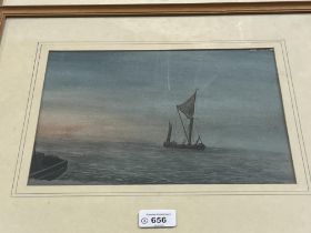 Peter Hilliard (British Contemporary); 'Morning' Dutch fishing boat off the coast, watercolour,