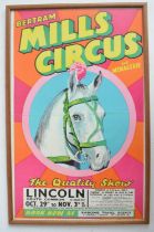 Framed matt-glazed original event poster for Bertram Mills Circus And Menagerie, Lincoln South