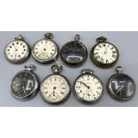 Ingersoll Waterbury Radiolite pin pallet keyless pocket watch, two Ingersoll Crown keyless pocket