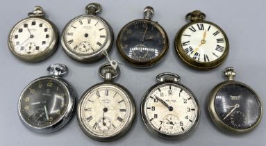 Ingersoll Waterbury Radiolite pin pallet keyless pocket watch, two Ingersoll Crown keyless pocket