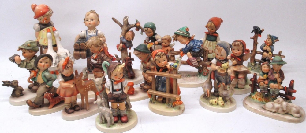 Collection of Hummel Goebel animal and countryside themed figures incl, 'Goose girl', 'Eventide',