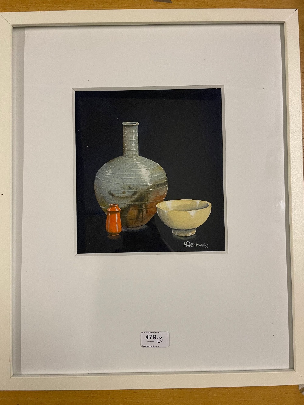 Mike Hendy (British 1942-); 'Little Red Salt Pot' watercolour, signed, titled on label verso, 23cm x