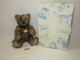 Steiff: 'Teddy Bear Jeremy', silver/grey tipped mohair, limited edition of 1500, H43cm, with box and