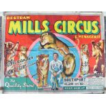 Large c1950s W.E.Berry advertising poster for Bertram Mills Circus and Menagerie, Southport,