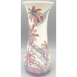 Moorcroft Pottery: 'Daisy' pattern vase designed by Sally Tuffin for M.C.C., pink and purple flowers