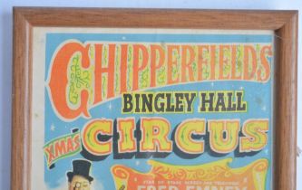 Two framed and glazed small event posters for Chipperfield's Circus, Cambridge and Bingley Hall