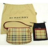 Burberry mini Haymarket check baguette bag and matching purse in classic nova check red, with dust