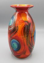 Anita Harris art pottery, minos vase decorated with peacock feathers, trial design, H21cm