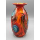 Anita Harris art pottery, minos vase decorated with peacock feathers, trial design, H21cm