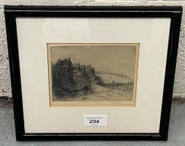 James Ulric Walmsley (British 1860-1954); Robin Hoods Bay, monochrome etching, signed in pencil,