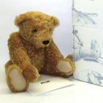 Steiff: 'Teddy Bear with Hot-water Bottle 1908' replica bear, blonde mohair, H62cm, with box and