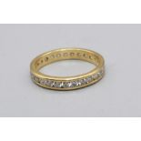 18ct yellow gold diamond set eternity, stamped 750, M1/2, 2.9g