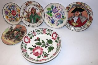 Large Portmeirion 'Welsh Dresser' pattern bowl, two Poole Pottery plates, and three Royal Doulton