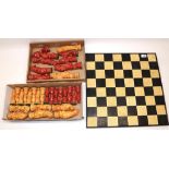 Reynard the Fox composite chess pieces and board, the pieces modelled as various animals, king