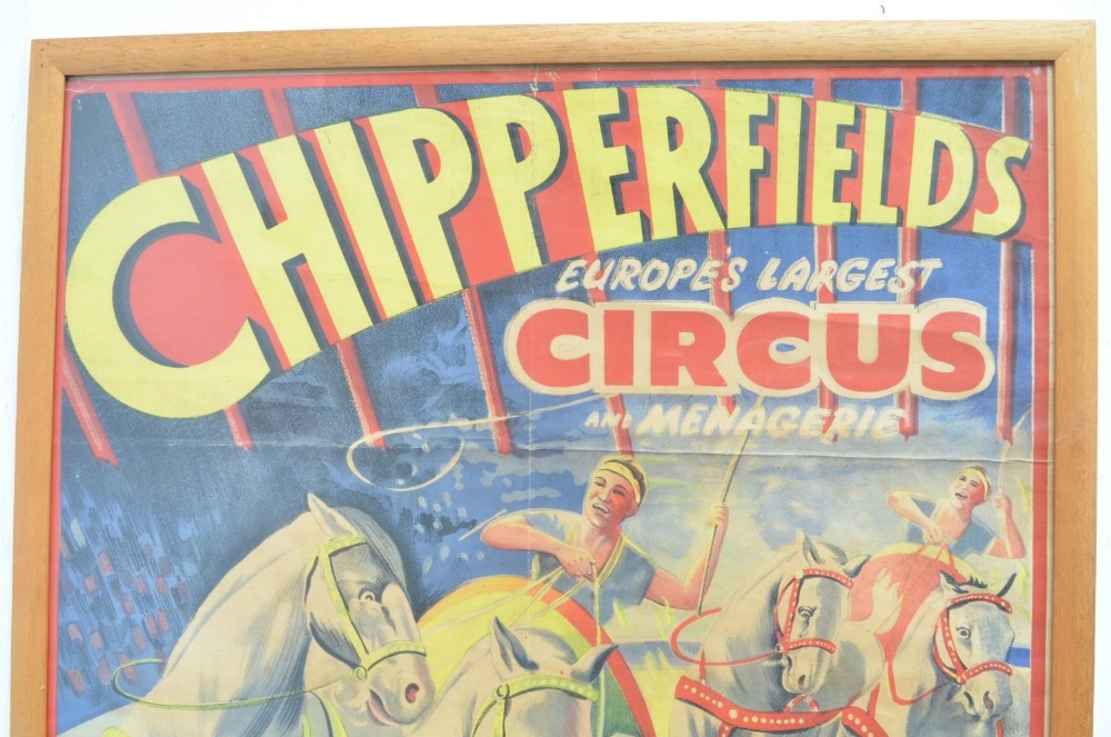 Framed and glazed original W.E.Berry event poster for Chipperfield's Circus 'Europe's Largest Circus - Image 2 of 4