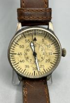 Mil-Tec by Storm plated Flieger style quartz wristwatch, cream coloured dial with centre seconds,