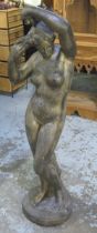 Painted composition garden sculpture of a naked female, H118cm