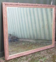 Large wall mirror, bevelled rectangular plate in floral and inset moulded frame W183cm H142cm