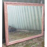 Large wall mirror, bevelled rectangular plate in floral and inset moulded frame W183cm H142cm