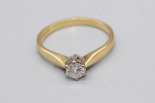 18ct yellow gold diamond solitaire ring, the brilliant cut claw set diamond approx. weight 0.25ct,
