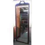 Extremely large mahogany framed rectangular bevelled edged wall mirror 74cm x 212cm