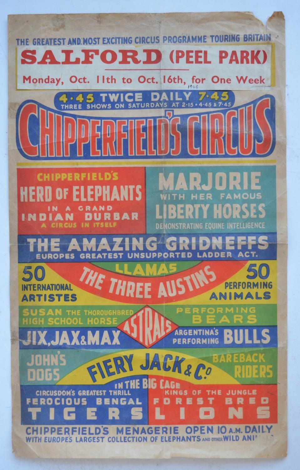 Five vintage event advertising posters for Billy Smart's Circus (75.5x50.5cm), Christiani Bros ( - Image 7 of 7