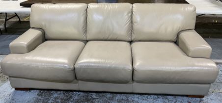 Plush think sofas pebble leather Melbourne three seat sofa, with loose seat cushions, SW233cm D103cm