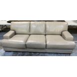 Plush think sofas pebble leather Melbourne three seat sofa, with loose seat cushions, SW233cm D103cm