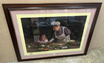 After David Shepherd (British 1931-2017); 'Grandma's Kitchen' colour print, signed in pencil, with